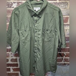 ORVIS Men's XXL/EEG Green Button Down Short Sleeve Utility Shirt